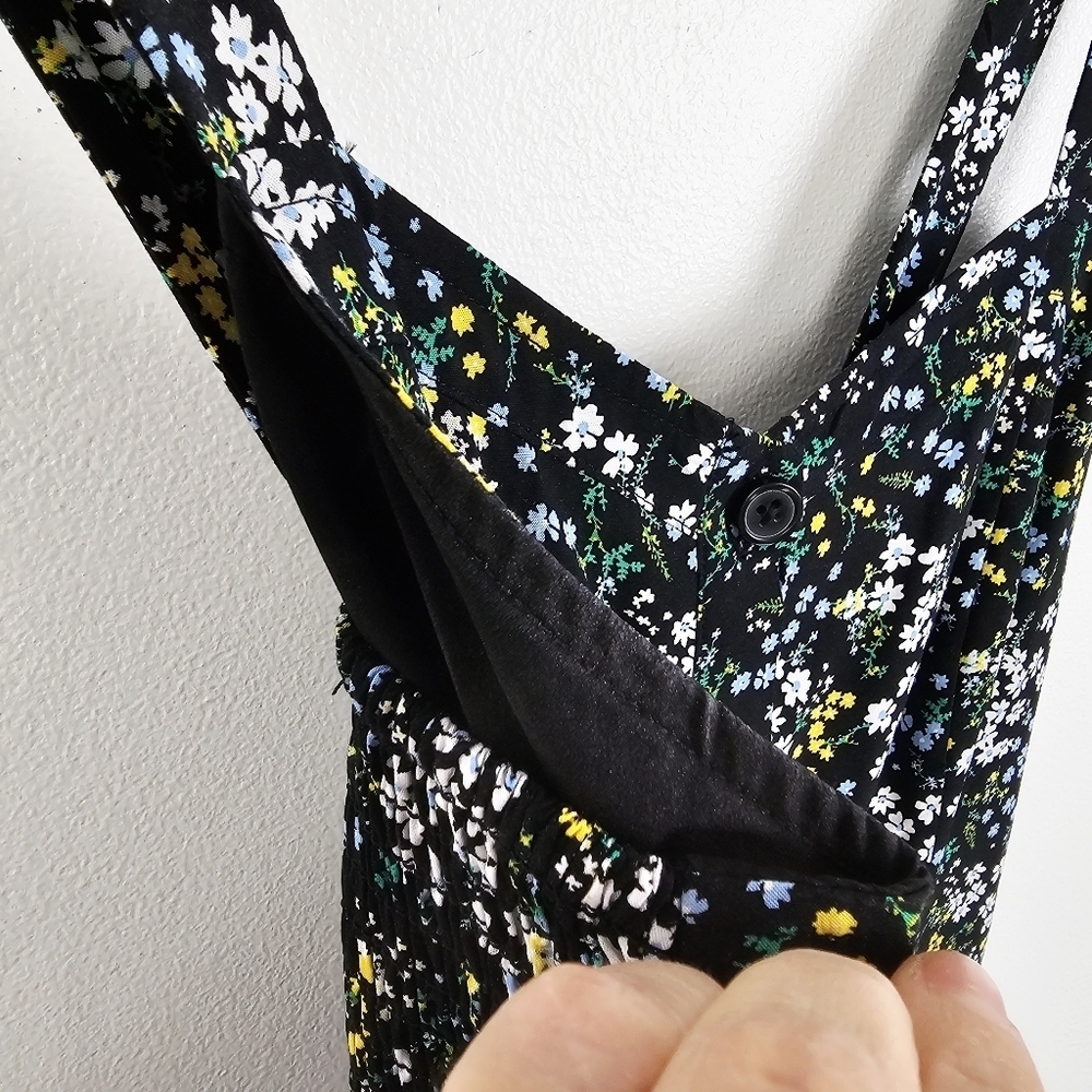 Loft Outlet Black Ditsy Floral Wide Leg Cropped Romper Jumpsuit NWT MP - Picture 10 of 11